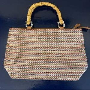 Relic Multicolor Woven Purse with Bamboo-Like Handles